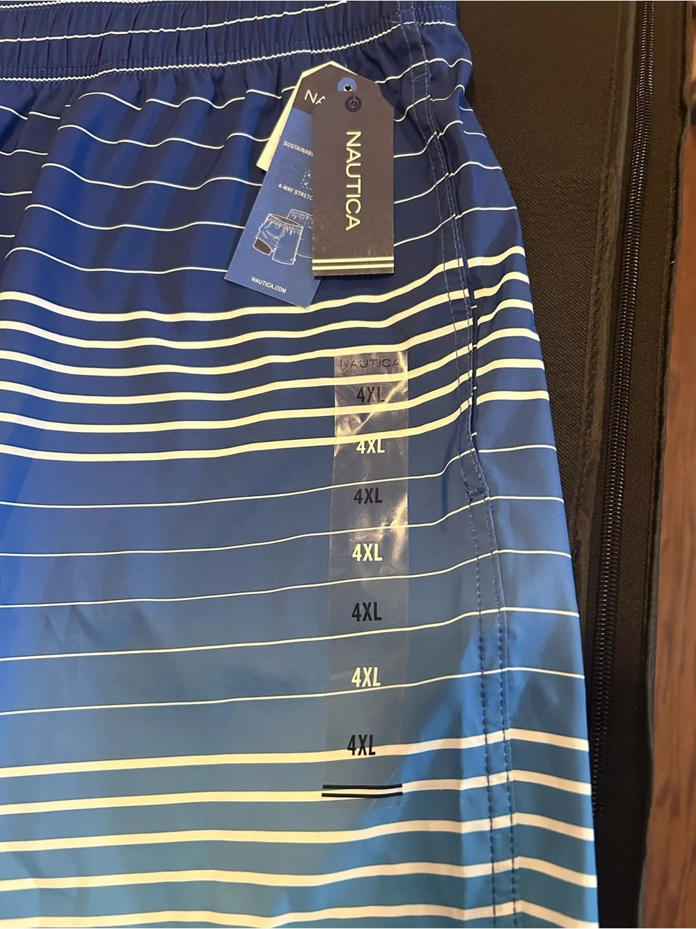 Nautica Men’s Blue Ombre Striped Swim Trunks
